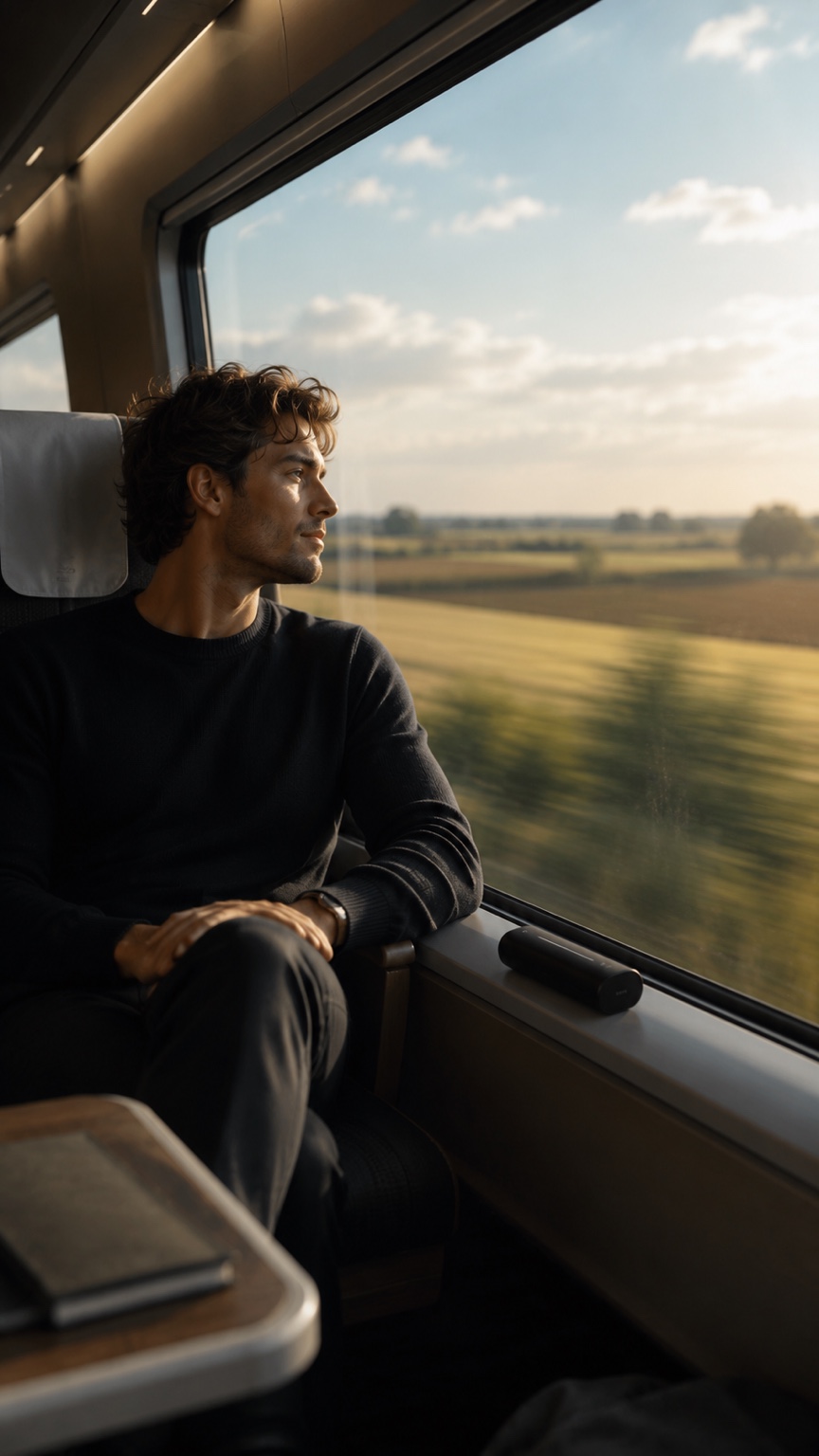 AYNO is present during a quiet train journey